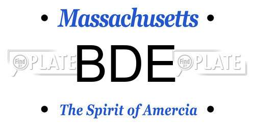 BDE Massachusetts License Plate