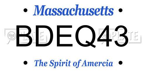 BDEQ43 Massachusetts License Plate
