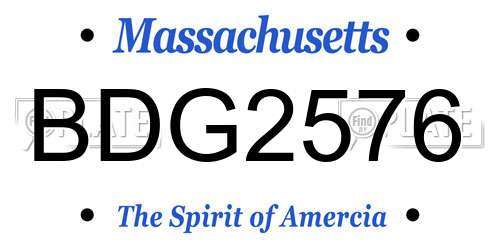 BDG2576 Massachusetts License Plate