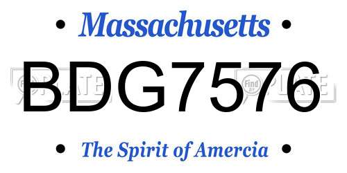 BDG7576 Massachusetts License Plate