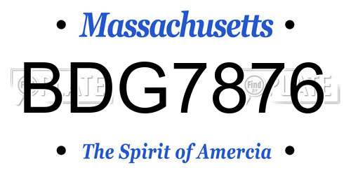 BDG7876 Massachusetts License Plate