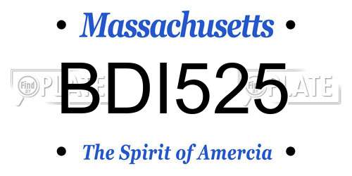 BDI525 Massachusetts License Plate