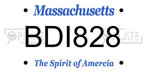 BDI828 Massachusetts License Plate