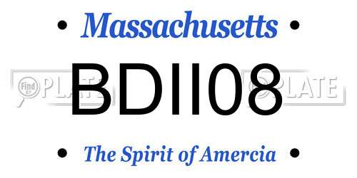 BDII08 Massachusetts License Plate