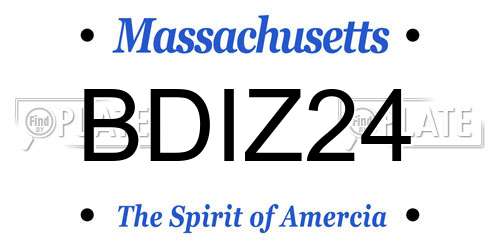 BDIZ24 Massachusetts License Plate