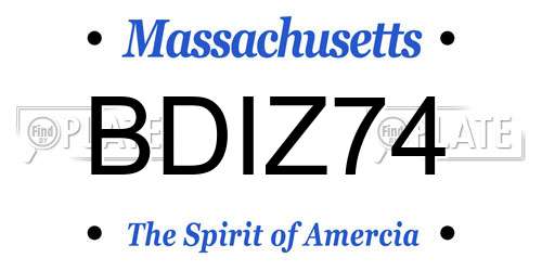 BDIZ74 Massachusetts License Plate
