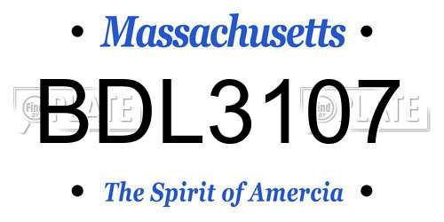 BDL3107 Massachusetts License Plate