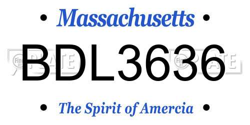BDL3636 Massachusetts License Plate