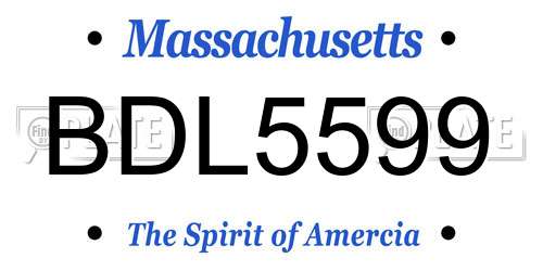 BDL5599 Massachusetts License Plate
