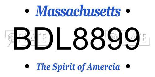 BDL8899 Massachusetts License Plate