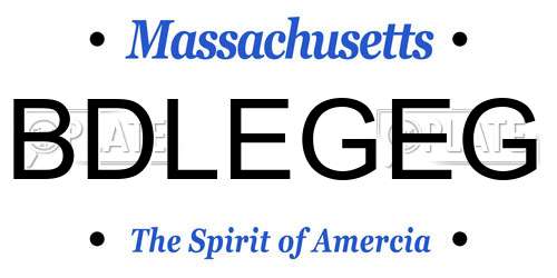 BDLEGEG Massachusetts License Plate