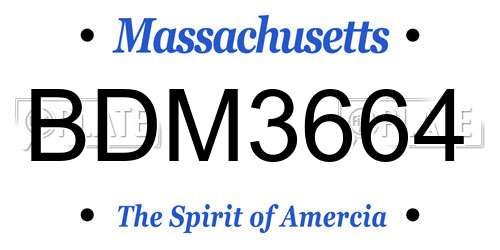 BDM3664 Massachusetts License Plate