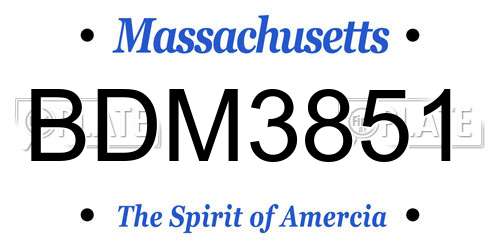 BDM3851 Massachusetts License Plate