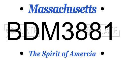 BDM3881 Massachusetts License Plate