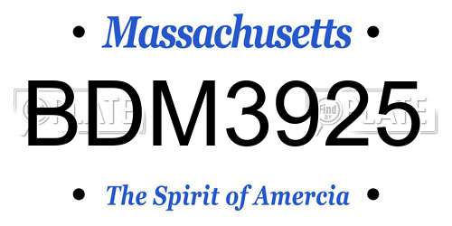BDM3925 Massachusetts License Plate