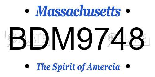 BDM9748 Massachusetts License Plate