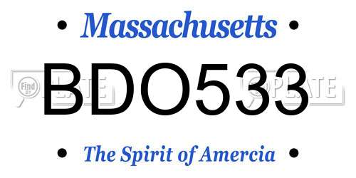 BDO533 Massachusetts License Plate