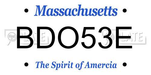 BDO53E Massachusetts License Plate