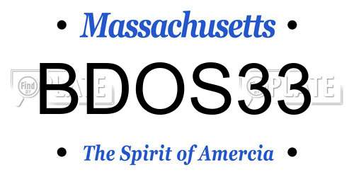BDOS33 Massachusetts License Plate