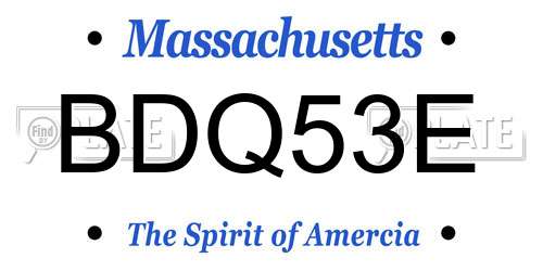 BDQ53E Massachusetts License Plate