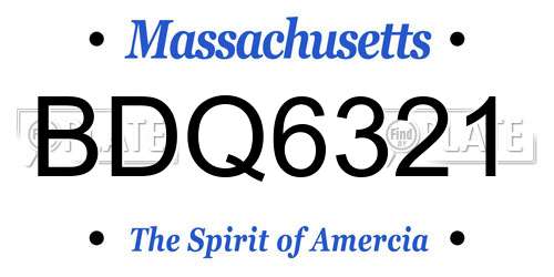 BDQ6321 Massachusetts License Plate