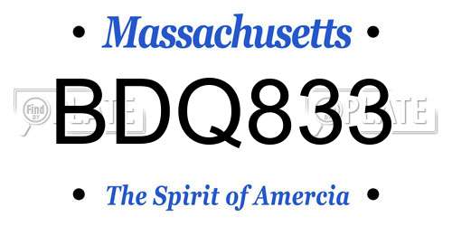 BDQ833 Massachusetts License Plate