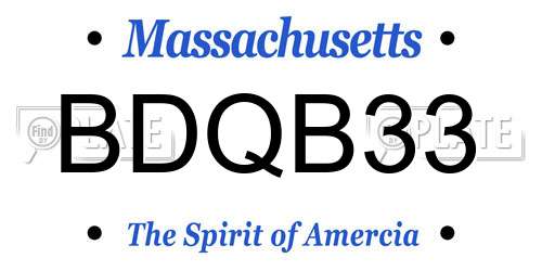 BDQB33 Massachusetts License Plate
