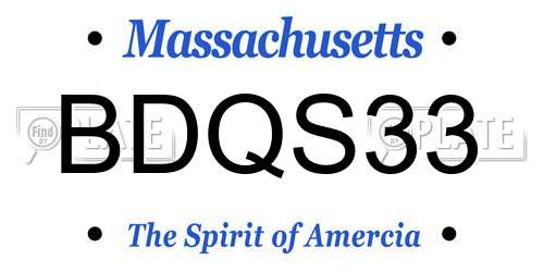 BDQS33 Massachusetts License Plate
