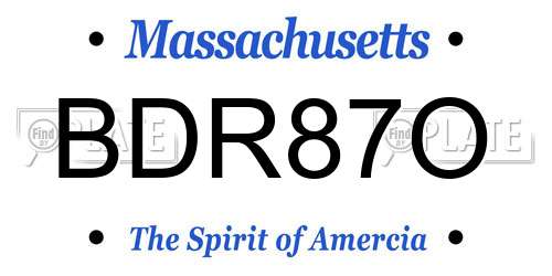 BDR87O Massachusetts License Plate