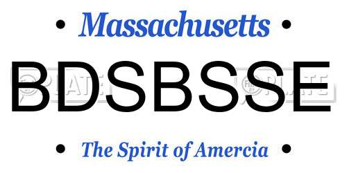 BDSBSSE Massachusetts License Plate