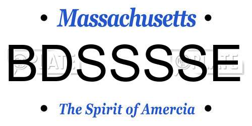 BDSSSSE Massachusetts License Plate