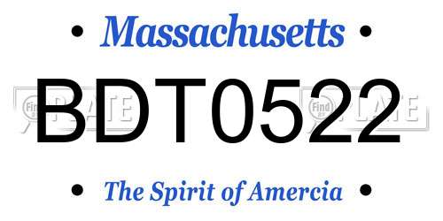BDT0522 Massachusetts License Plate