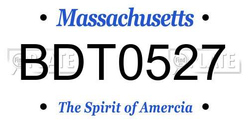 BDT0527 Massachusetts License Plate