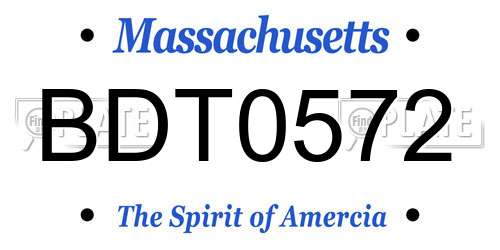 BDT0572 Massachusetts License Plate