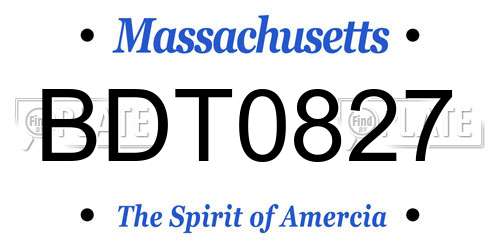 BDT0827 Massachusetts License Plate