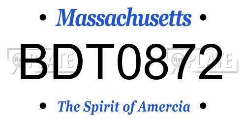 BDT0872 Massachusetts License Plate