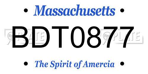 BDT0877 Massachusetts License Plate