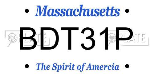 BDT31P Massachusetts License Plate