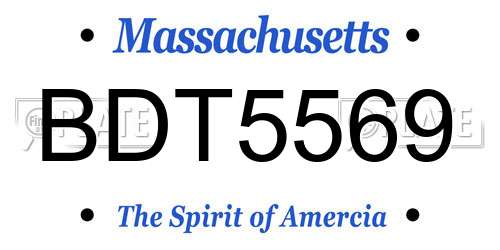 BDT5569 Massachusetts License Plate