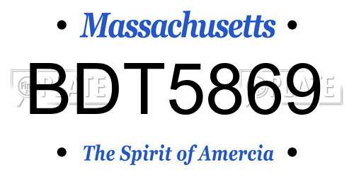BDT5869 Massachusetts License Plate