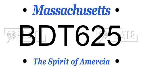 BDT625 Massachusetts License Plate
