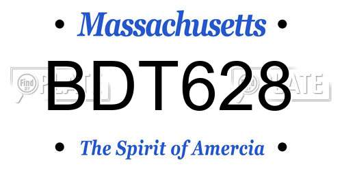 BDT628 Massachusetts License Plate