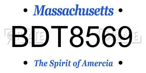 BDT8569 Massachusetts License Plate