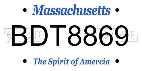 BDT8869 Massachusetts License Plate