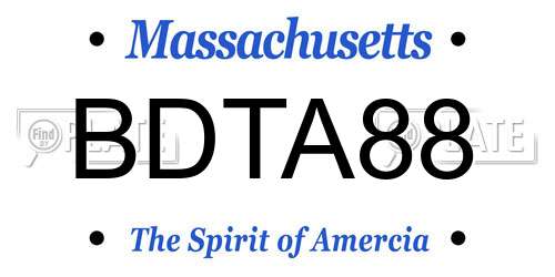 BDTA88 Massachusetts License Plate
