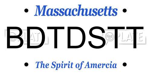 BDTDSTT Massachusetts License Plate
