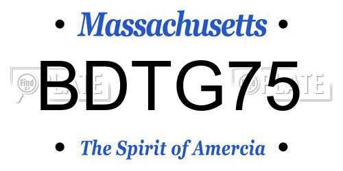 BDTG75 Massachusetts License Plate