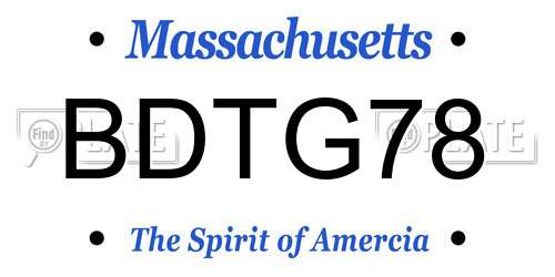 BDTG78 Massachusetts License Plate