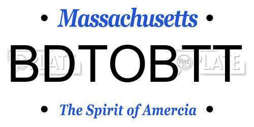 BDTOBTT Massachusetts License Plate