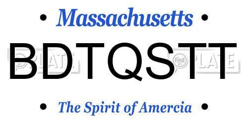 BDTQSTT Massachusetts License Plate